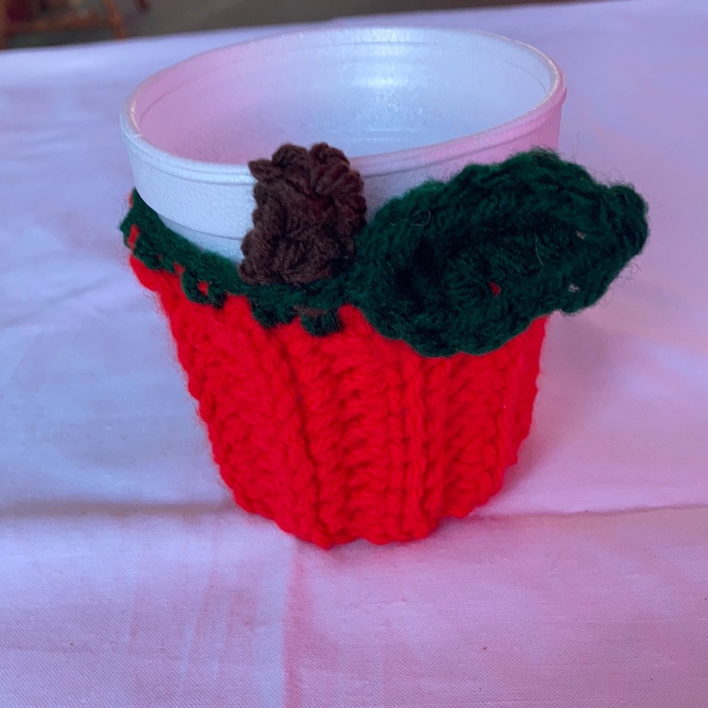 Hand crochet apple cup cozy